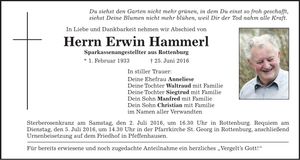 Traueranzeige Erwin Hammerl