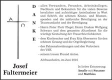 Traueranzeige Josef Faltermeier