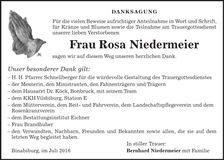 Traueranzeige Rosa Niedermeier