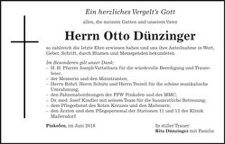 Traueranzeige Otto Dünzinger