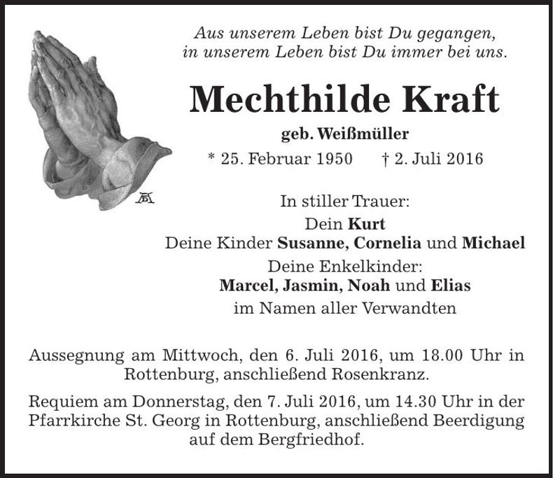 Traueranzeige Mechthilde Kraft
