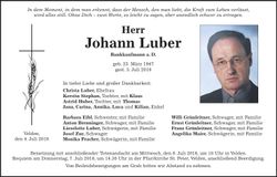 Traueranzeige Johann Luber