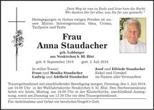 Traueranzeige Ludwig Staudacher