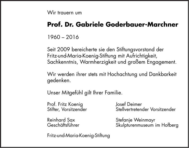 Traueranzeige Gabriele Goderbauer-Marchner