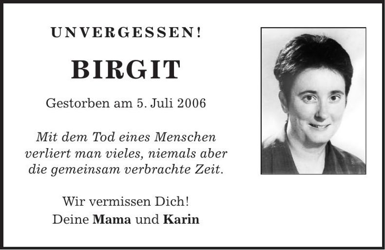 Traueranzeige Birgit Brandstetter