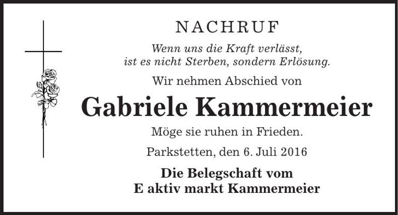 Traueranzeige Gabriele Kammermeier