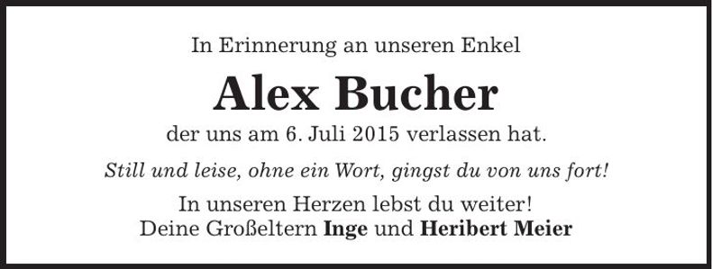 Traueranzeige Alex Bucher