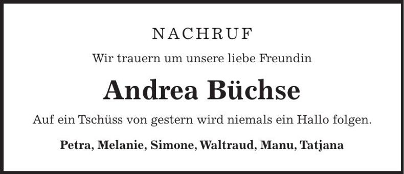 Traueranzeige Andrea Büchse