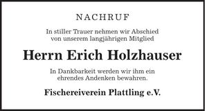 Traueranzeige Erich Holzhauser