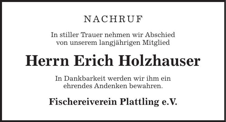 Traueranzeige Erich Holzhauser