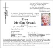 Traueranzeige Monika Nowak
