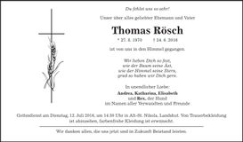 Traueranzeige Thomas Rösch