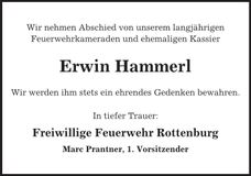 Traueranzeige Erwin Hammerl