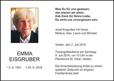 Traueranzeige Emma Eisgruber