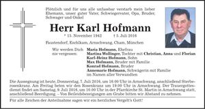 Traueranzeige Karl Hofmann