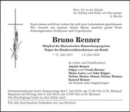 Traueranzeige Bruno Renner