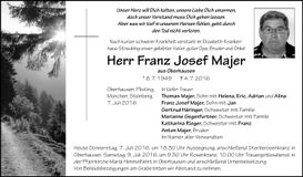 Traueranzeige Franz Majer