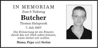 Traueranzeige Halupczok Thomas
