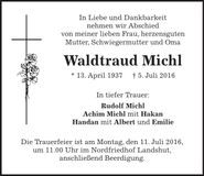 Traueranzeige Waldtraud Michl