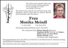 Traueranzeige Monika Meindl