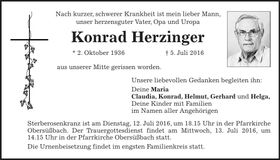 Traueranzeige Konrad Herzinger
