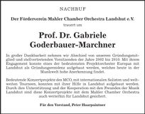 Traueranzeige Gabriele Goderbauer-Marchner
