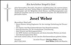 Traueranzeige Josef Weber
