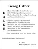Traueranzeige Georg Ostner