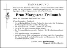 Traueranzeige Margarete Freimuth