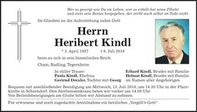 Traueranzeige Heribert Kindl