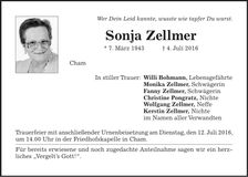 Traueranzeige Sonja Zellmer