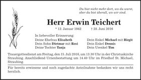 Traueranzeige Erwin Teichert