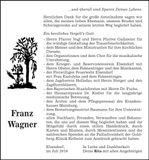 Traueranzeige Franz Wagner
