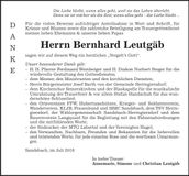 Traueranzeige Bernhard Leutgäb