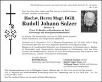 Traueranzeige Rudolf Johann MSGR BGR Salzer