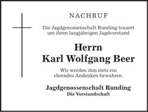 Traueranzeige Karl Wolfgang Berr