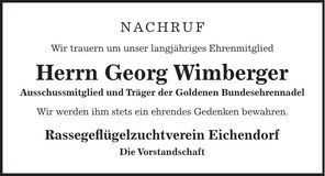 Traueranzeige Georg Wimberger