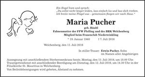 Traueranzeige Erwin Pucher