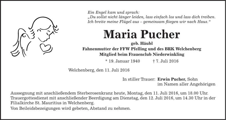 Traueranzeige Erwin Pucher