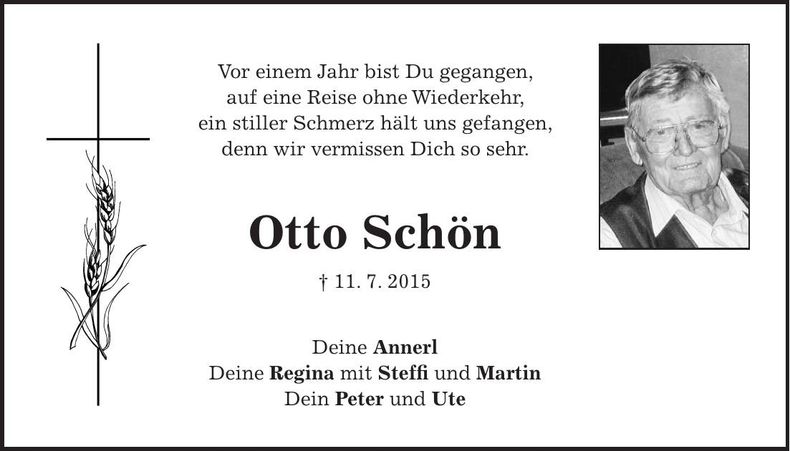 Traueranzeige Otto Schön