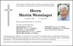 Traueranzeige Elsa Wenninger