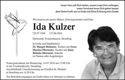 Traueranzeige Ida Kulzer