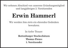 Traueranzeige Erwin Hammerl