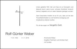 Traueranzeige Rolf-Günter Weber