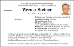 Traueranzeige Werner Steiner