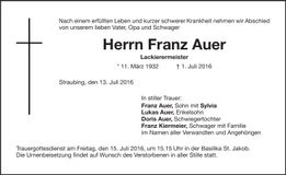 Traueranzeige Franz Auer
