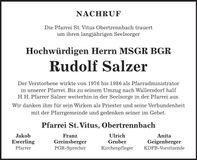 Traueranzeige Rudolf Salzer