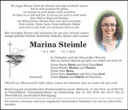 Traueranzeige Marina Steimle