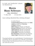 Traueranzeige Hans Schwarz
