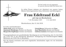 Traueranzeige Edeltraud Eckl